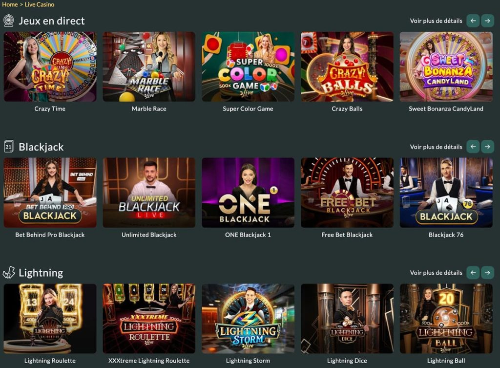 Lemon Casino jeux live